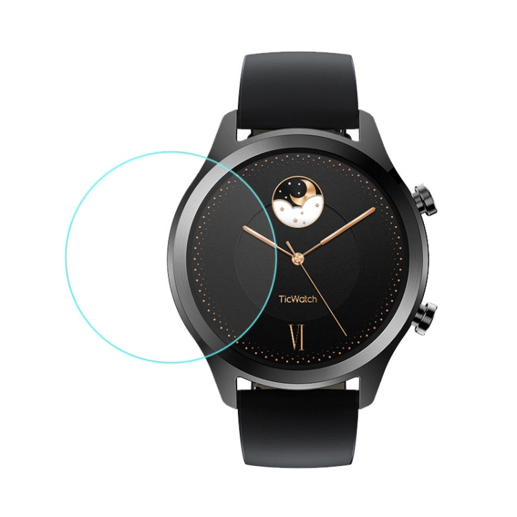 2.5D tempered glass screen protector film on round black smartwatch display