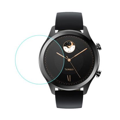2.5D tempered glass screen protector film on round black smartwatch display