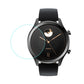 Curved 2.5D tempered glass screen protector film on round black smartwatch face
