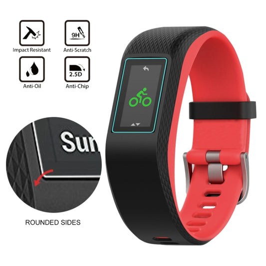 Tempered glass screen protector film on smartwatch face with rounded side edges