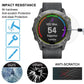 Tempered glass screen protector film on smartwatch display, anti-scratch and impact resistance