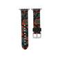 38mm silicone camouflage watch band in orange-red and teal with black pattern