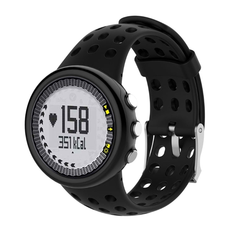 Black perforated silicone watch band with metal buckle for SUUNTO M series watch