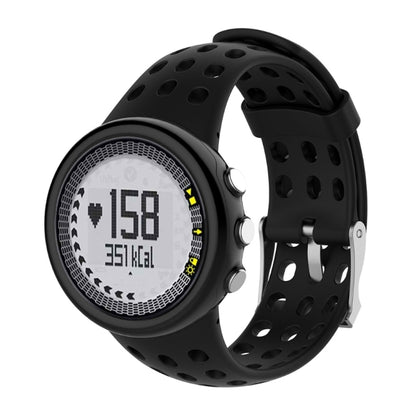 Black perforated silicone watch band with metal buckle for SUUNTO M series watch