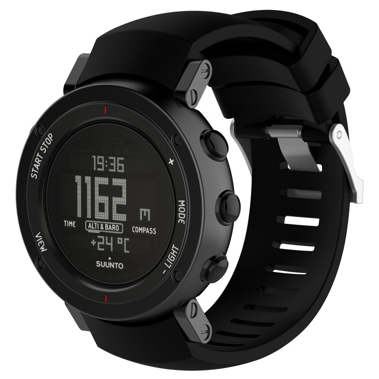 Black silicone watch band for SUUNTO Core ALU with clasp and adjustment holes