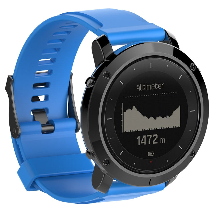 Blue silicone watch band with metal buckle for SUUNTO Traverse smartwatch