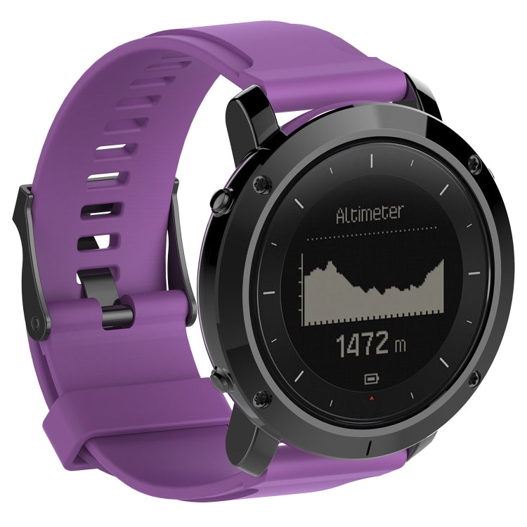 Purple silicone watch band with black buckle for SUUNTO Traverse smartwatch