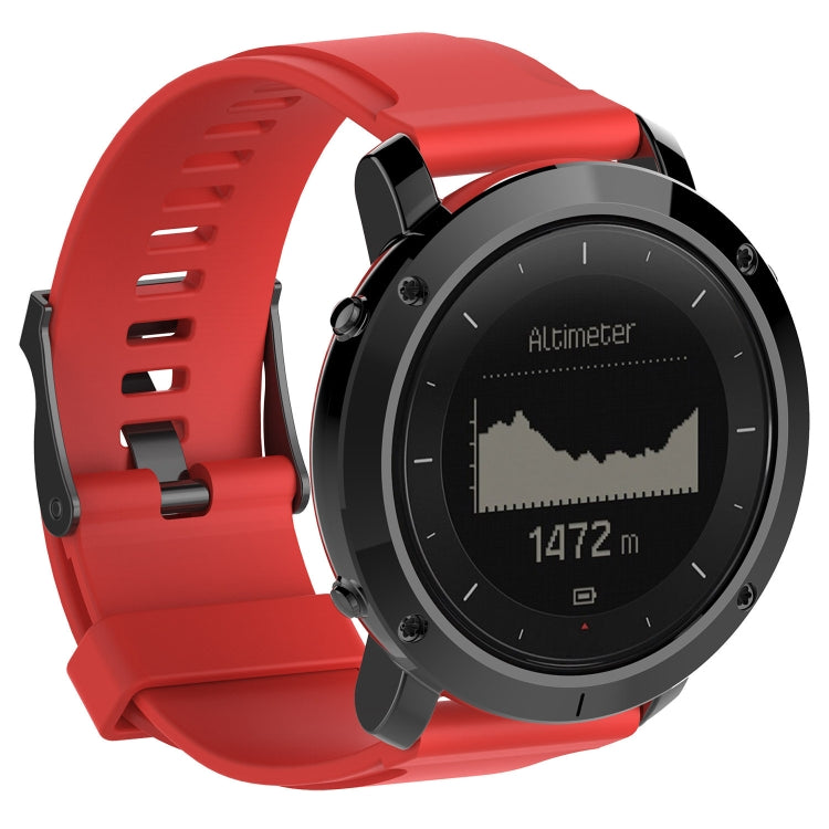 Red silicone watch band with black buckle for SUUNTO Traverse smartwatch