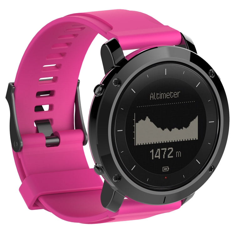 Rose pink silicone watch band with black buckle for SUUNTO Traverse smartwatch