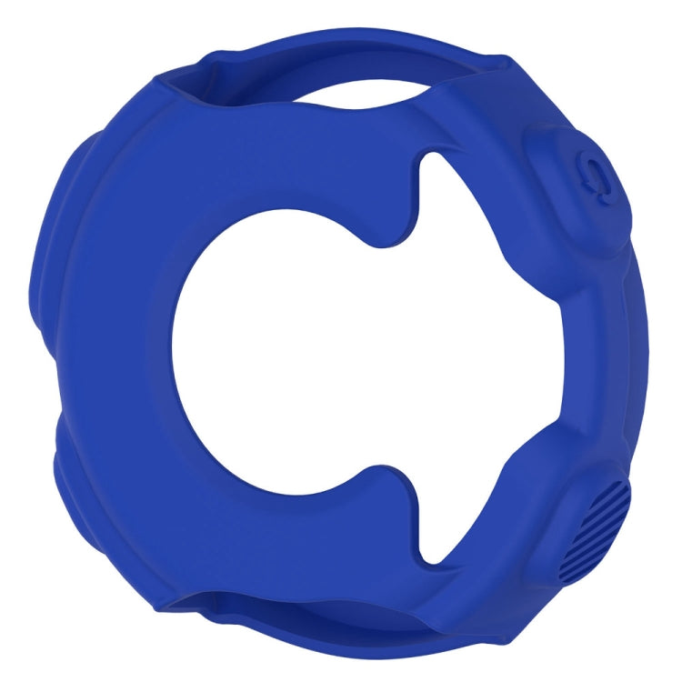 Blue silicone watch protective case with side contours and opening