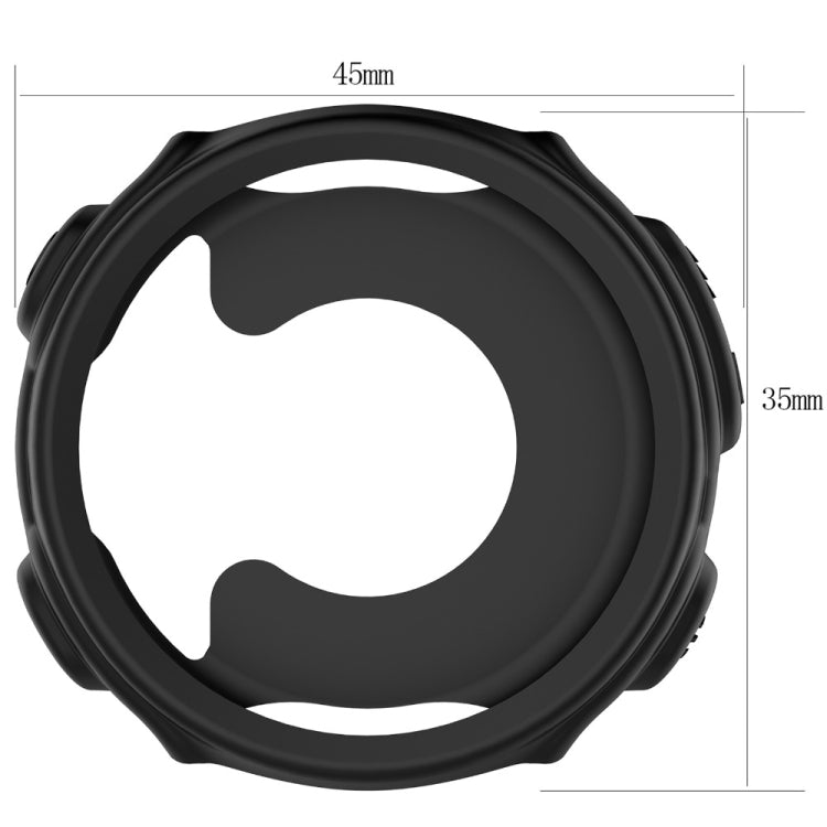 Black silicone protective watch case with round cutout and button access