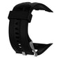 Black silicone sport watch band with perforated texture and metal buckle