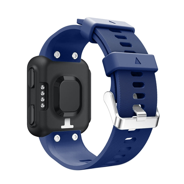 Silicone sport watch band for Garmin Forerunner 35 in blue, shown with rear clasp