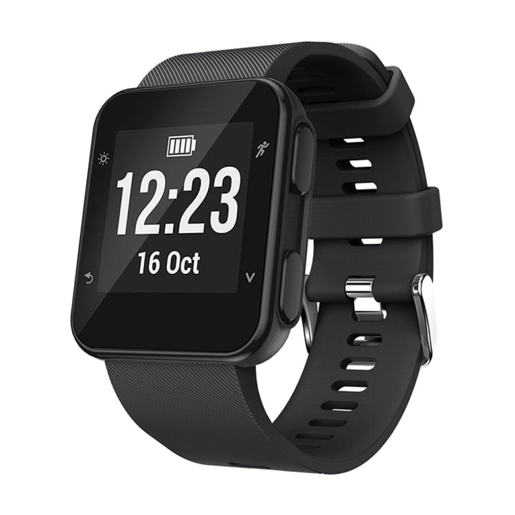 Silicone sport watch band for Garmin Forerunner 35 with black strap and watch display