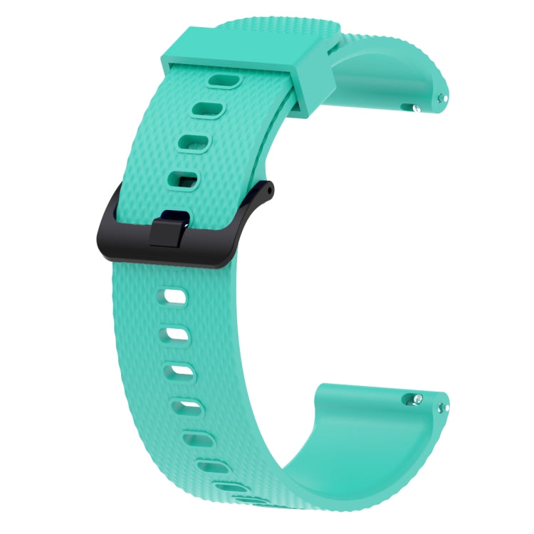 Mint green silicone sport watch band with perforated strap and pin buckle, 20mm