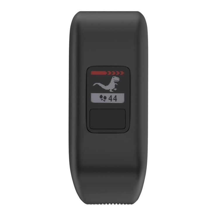 Small black silicone sport watch band with front sensor panel and display window