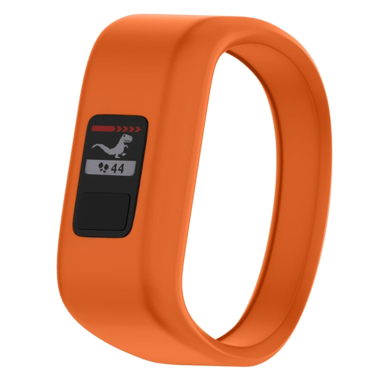 Small silicone sport watch band in orange with clasp and front display window