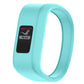 Small silicone sport watch band in light teal with clasp and front display window
