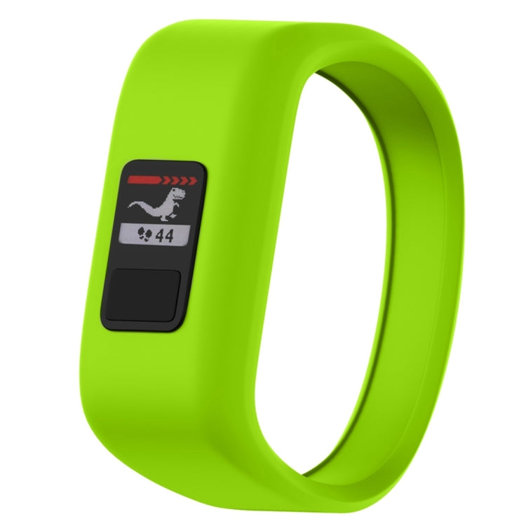 Small silicone sport watch band in bright green with clasp and front display window