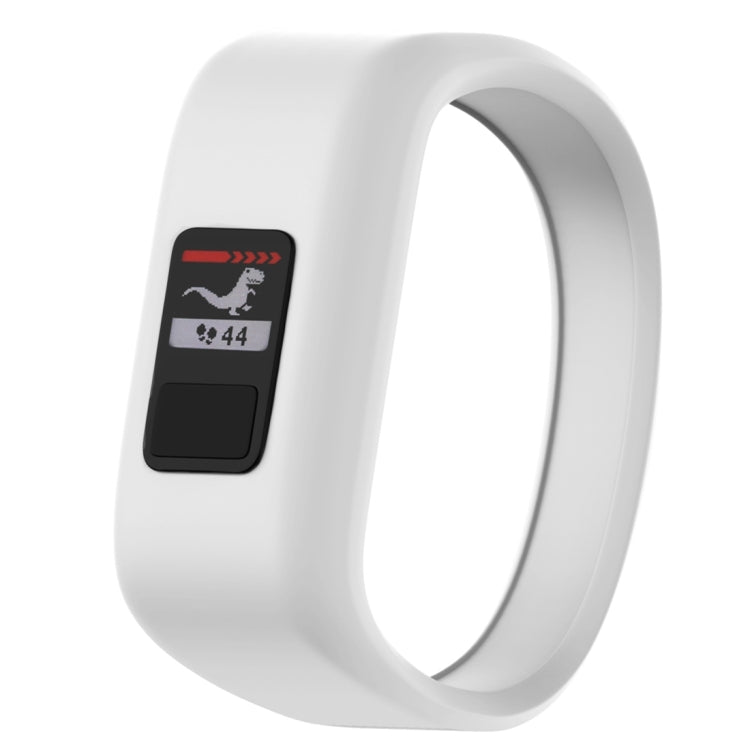 Silicone sport watch band with black buckle and white strap, small size