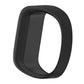 Black silicone sport watch band with ribbed outer edge and rectangular connector