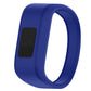 Blue silicone sport watch band with rectangular connector window