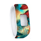 Colorful landscape-style silicone sport watch band with rectangular cutout and white edge