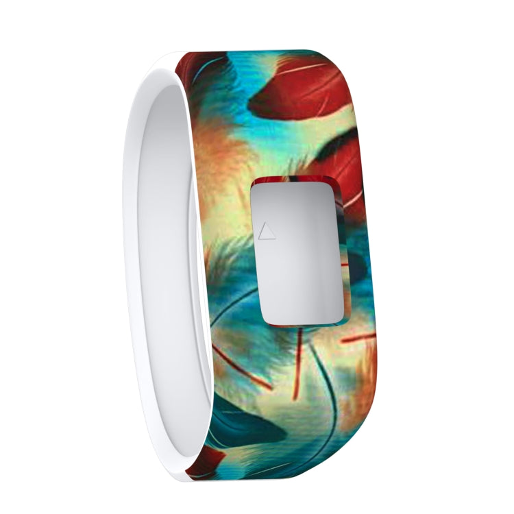 Colorful landscape-style silicone sport watch band with rectangular cutout and white edge