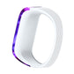 Purple galaxy-pattern silicone sport watch band with white back strap edge view