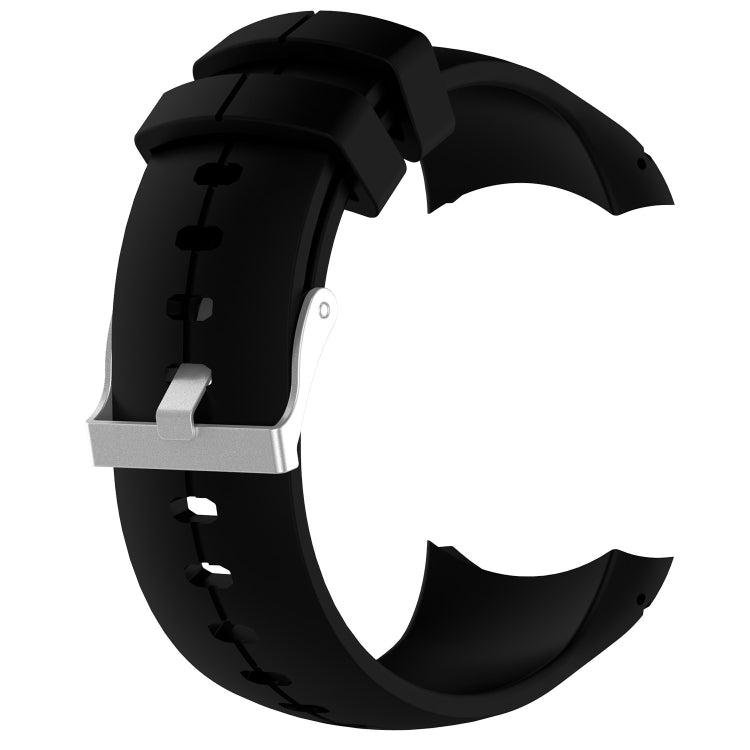 Black silicone watch band replacement strap with buckle and attachment pins
