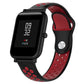 Double-color silicone sport watch band, black outer with red perforated strap