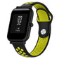Double-color silicone sport watch band, black outer with lime green perforated strap