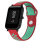 Double-color silicone sport watch band, red outer with mint green perforated strap