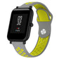 Double-color silicone sport watch band, gray outer with neon yellow perforated strap