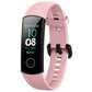 Pink silicone watch band with textured strap and adjustable buckle for fitness tracker