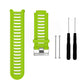 Green silicone watch band with ridged strap and metal clasp, with extra pin tools