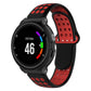 Silicone sport watch band: black watch case with red perforated two-tone strap