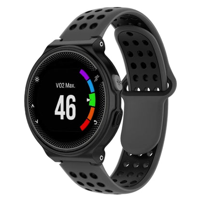 Silicone sport watch band with perforated dark gray strap and matching band body