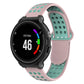 Silicone sport watch band in mint green and pink with perforated ventilation holes