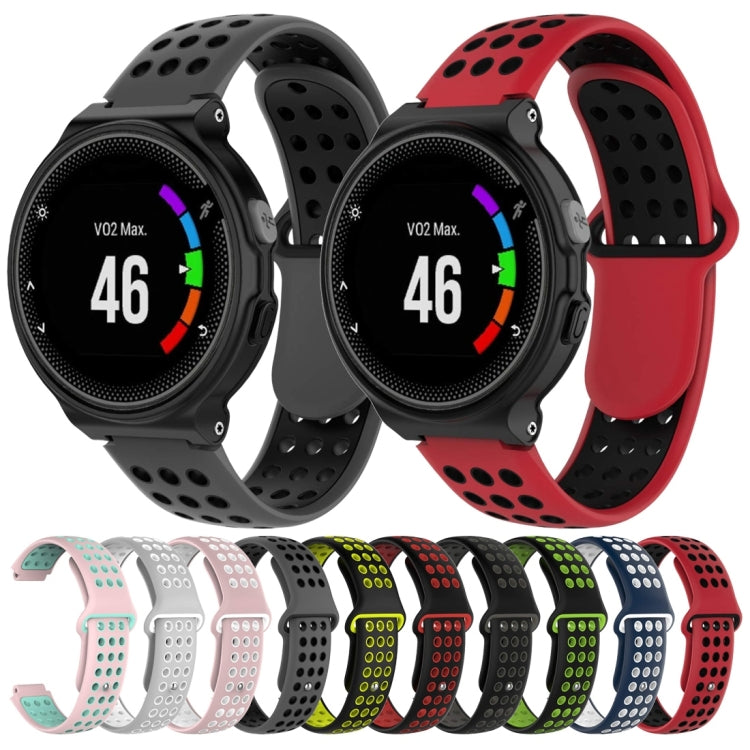 Silicone sport watch band set with multi-color perforated straps and black cases
