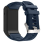 Navy silicone sport watch band with textured clasp and perforated holes