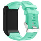 Mint green silicone sport watch band with textured pattern and metal buckle clasp