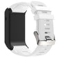 White silicone sport watch band with textured clasp and perforated holes