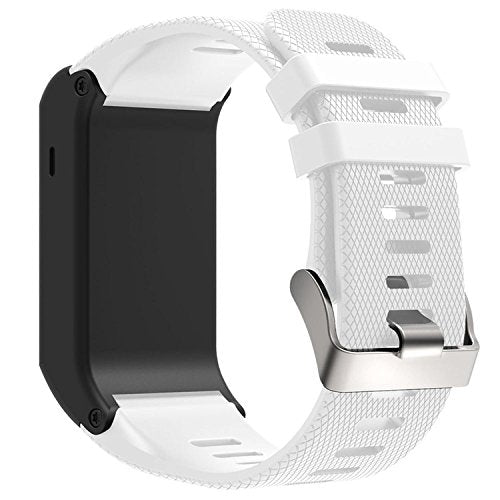 White silicone sport watch band with textured clasp and perforated holes