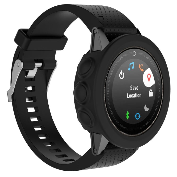 Black silicone protective watch case with raised buttons for Garmin Fenix 5 smartwatch