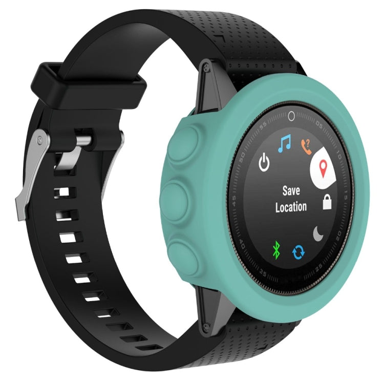 Mint green silicone protective watch case for Garmin Fenix 5 with raised side grips