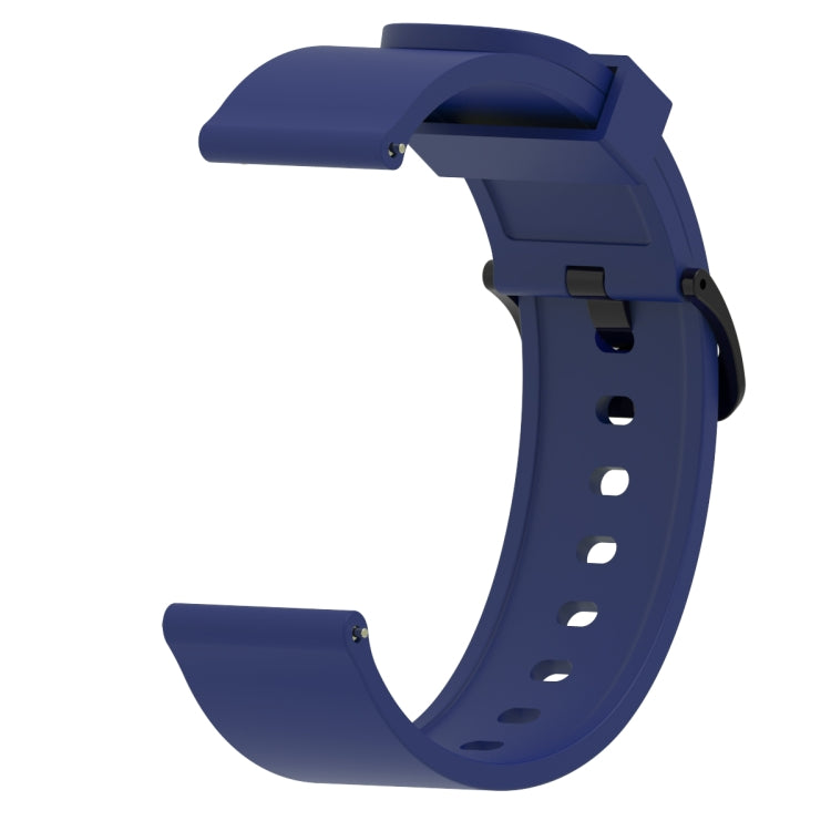 20mm glossy silicone sport watch band, blue strap with buckle and perforated holes