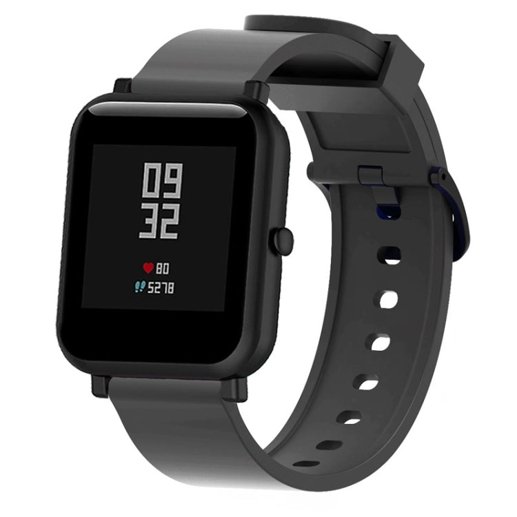 20mm glossy silicone sport watch band, dark gray perforated strap with clasp