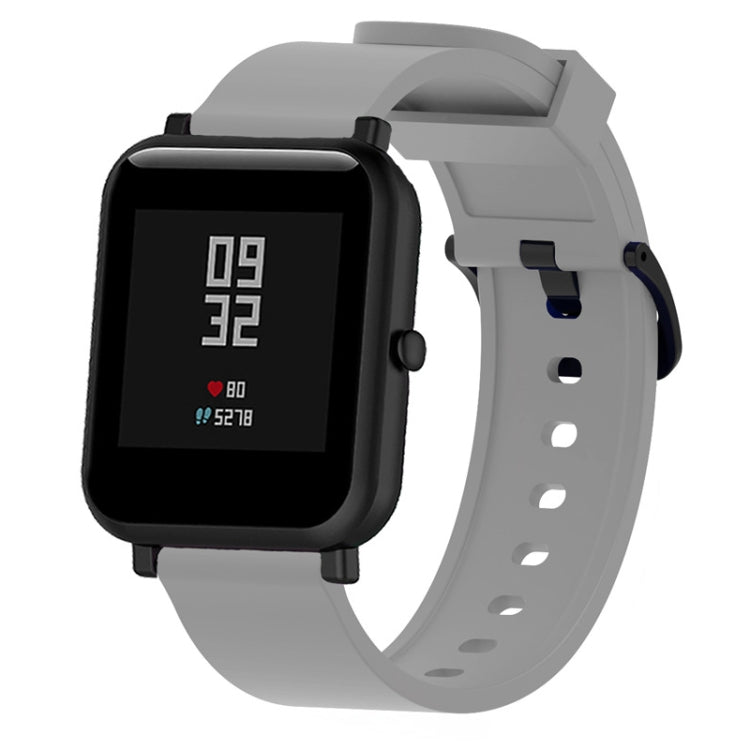 20mm glossy silicone sport watch band, light gray perforated strap with clasp