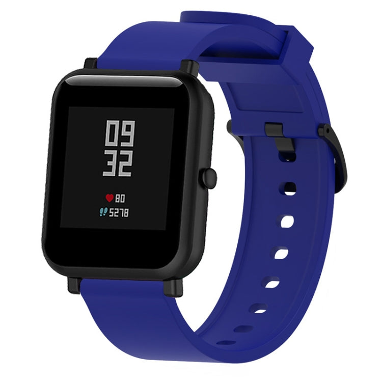20mm glossy silicone sport watch band, navy blue perforated strap with clasp